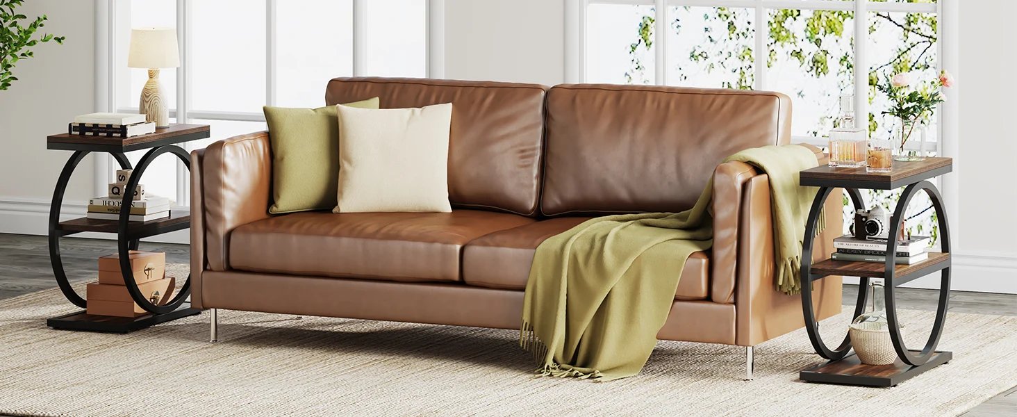 Tribesigns End Table, Narrow End Table with 3 Storage Shelves, Wooden Side Table, Industrial Small Sofa Side Table