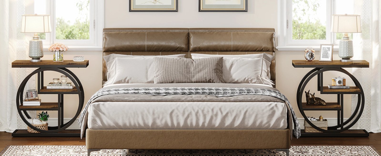 Tribesigns End Table, Narrow End Table with 3 Storage Shelves, Wooden Side Table, Industrial Small Sofa Side Table