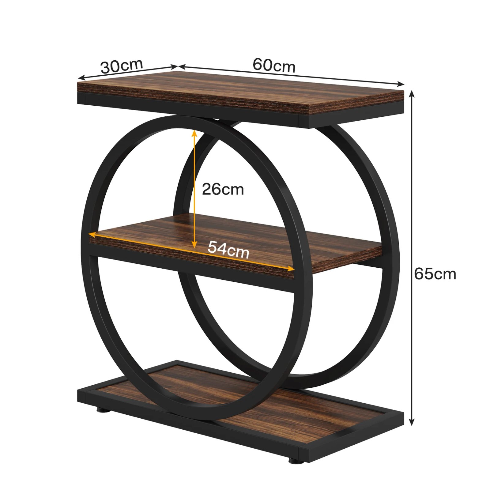 Tribesigns End Table, Narrow End Table with 3 Storage Shelves, Wooden Side Table, Industrial Small Sofa Side Table