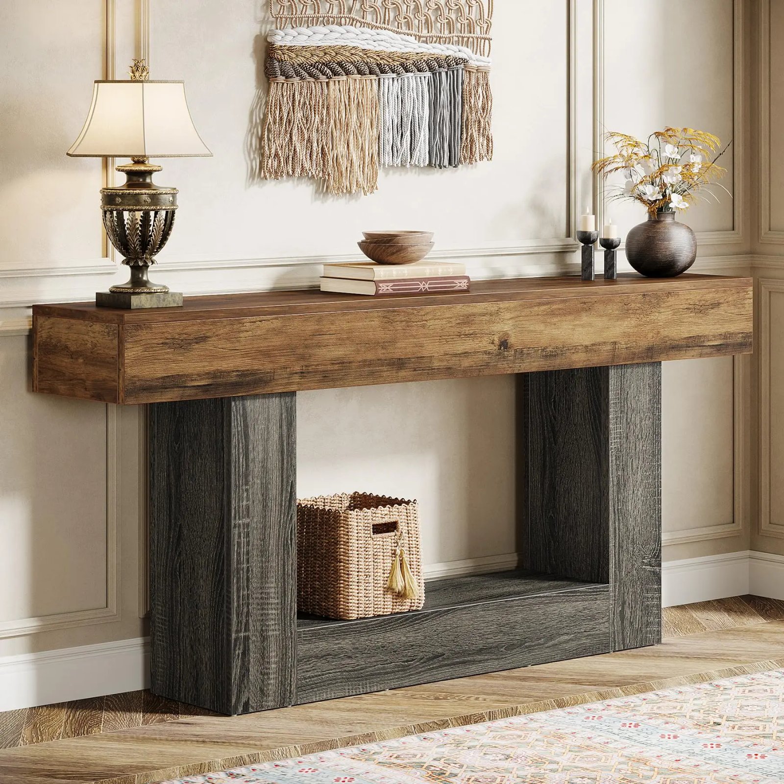 Tribesigns Farmhouse 2-Tier Console Table