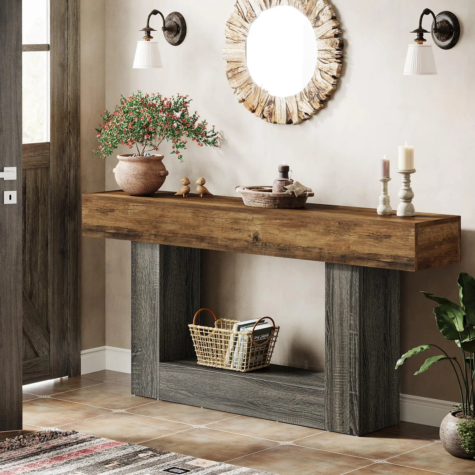 Tribesigns Farmhouse 2-Tier Console Table - Image 3