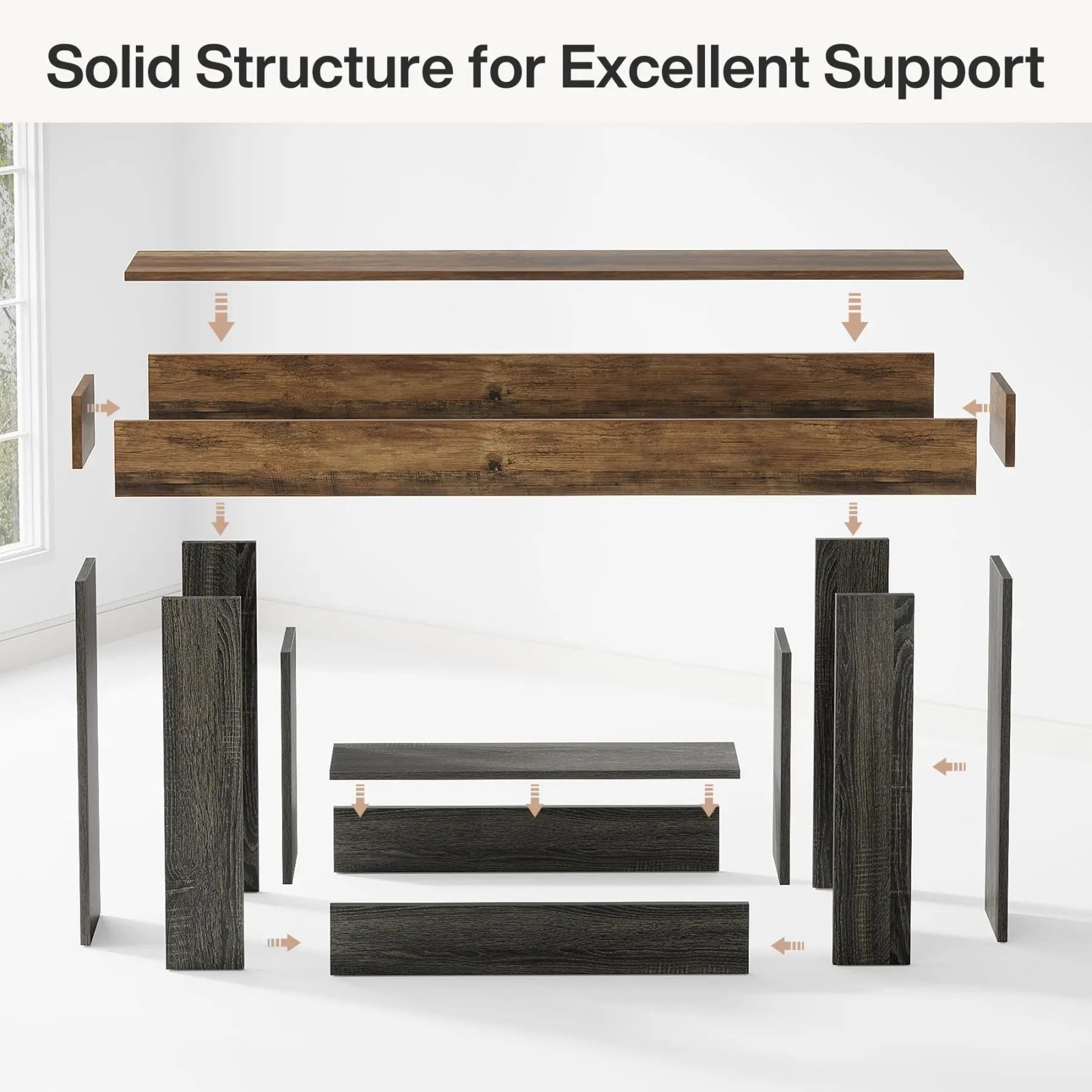 Tribesigns Farmhouse 2-Tier Console Table - Image 4