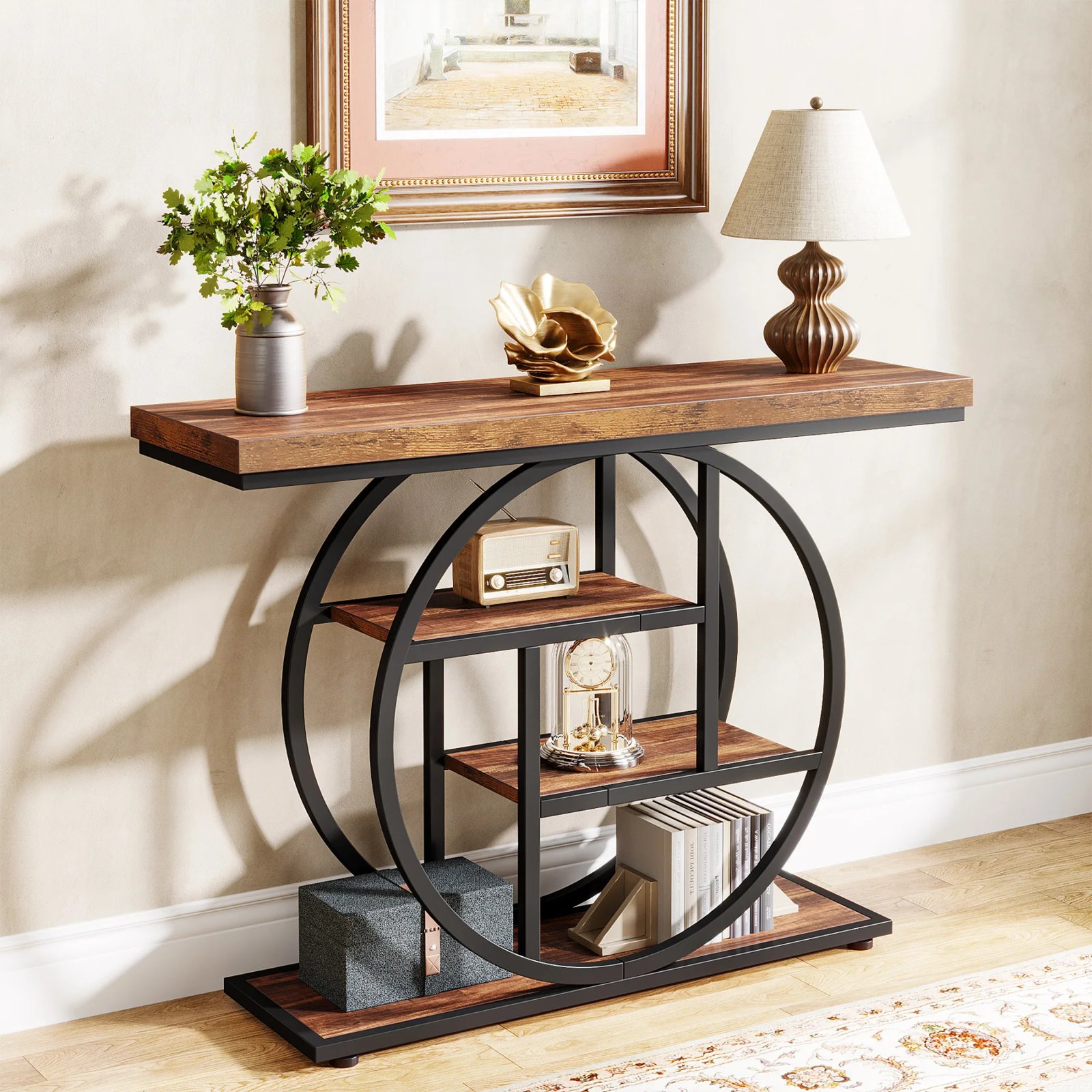 Industrial Four-Tier Entryway Console Table