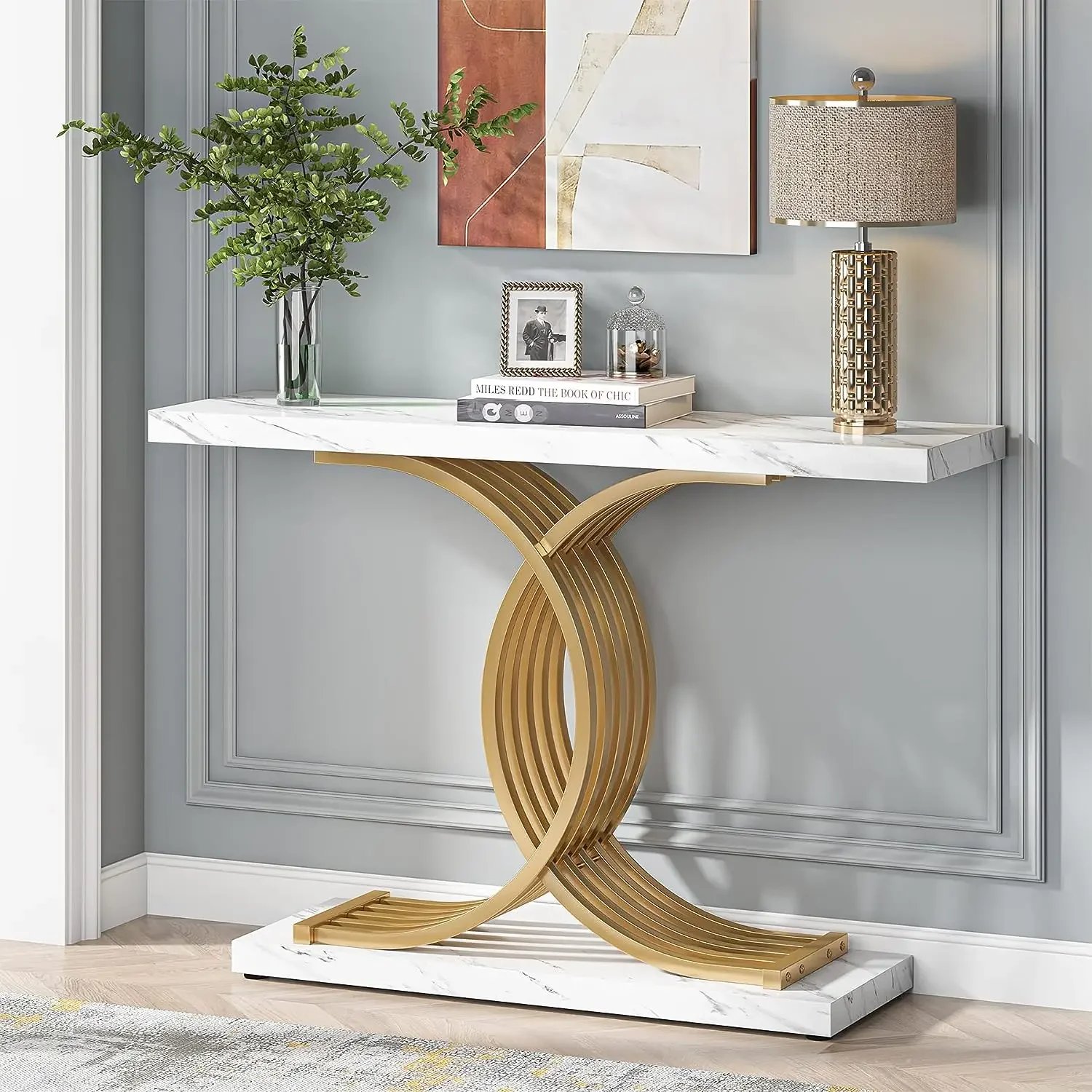 Gold Modern Faux Marble Console
