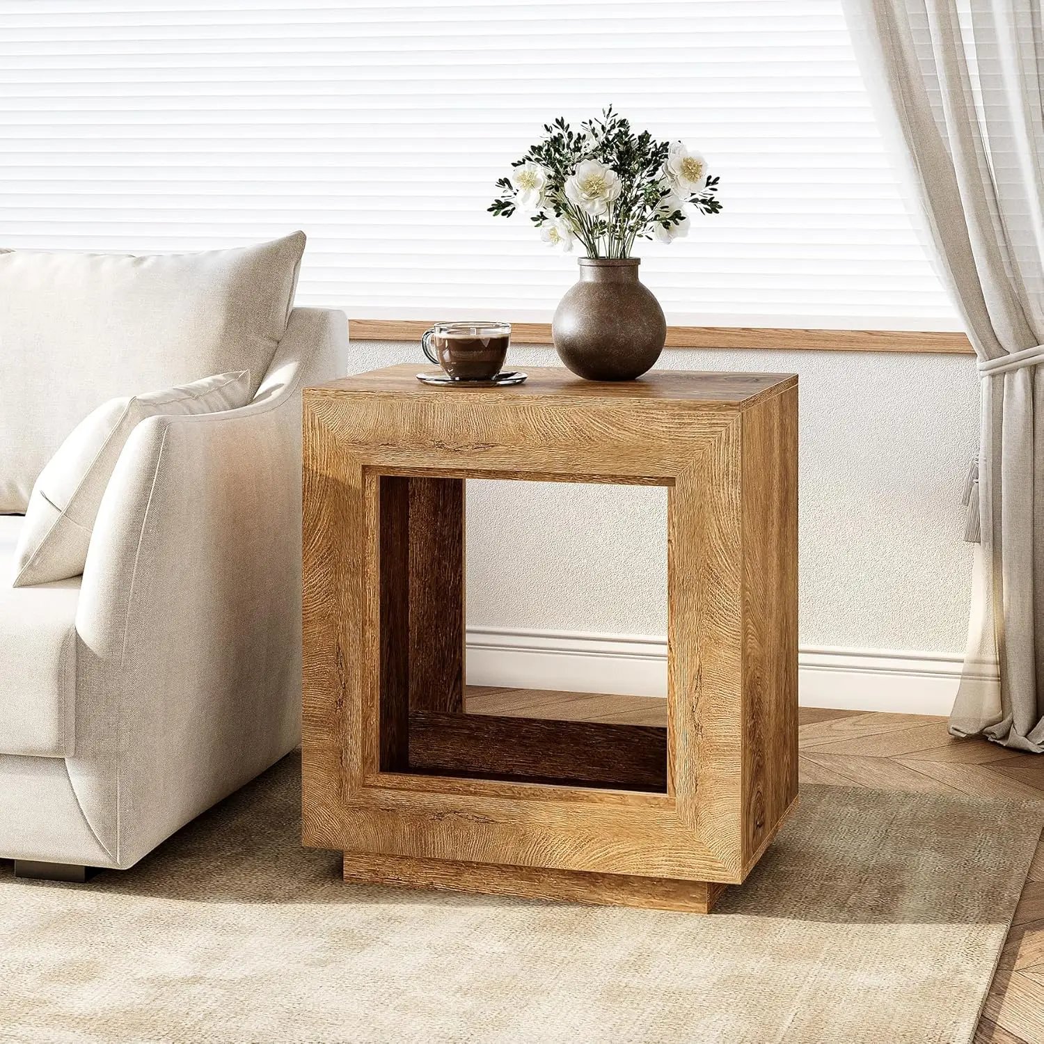 Farmhouse Square Wooden End Table