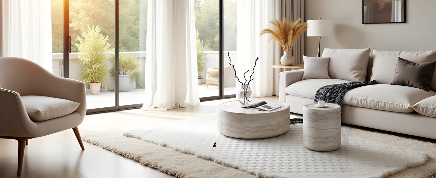 15.74 Inch Small Side Table for Living Room, Round Coffee Table Modern Center End Table for Small Space Apartment, Office AuraStone Round Side Table