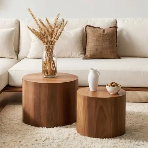 Luxury Walnut Nesting Table Set