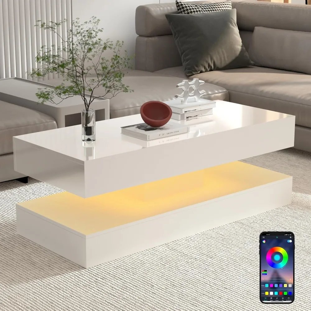 LED High-Gloss Modern Coffee Table