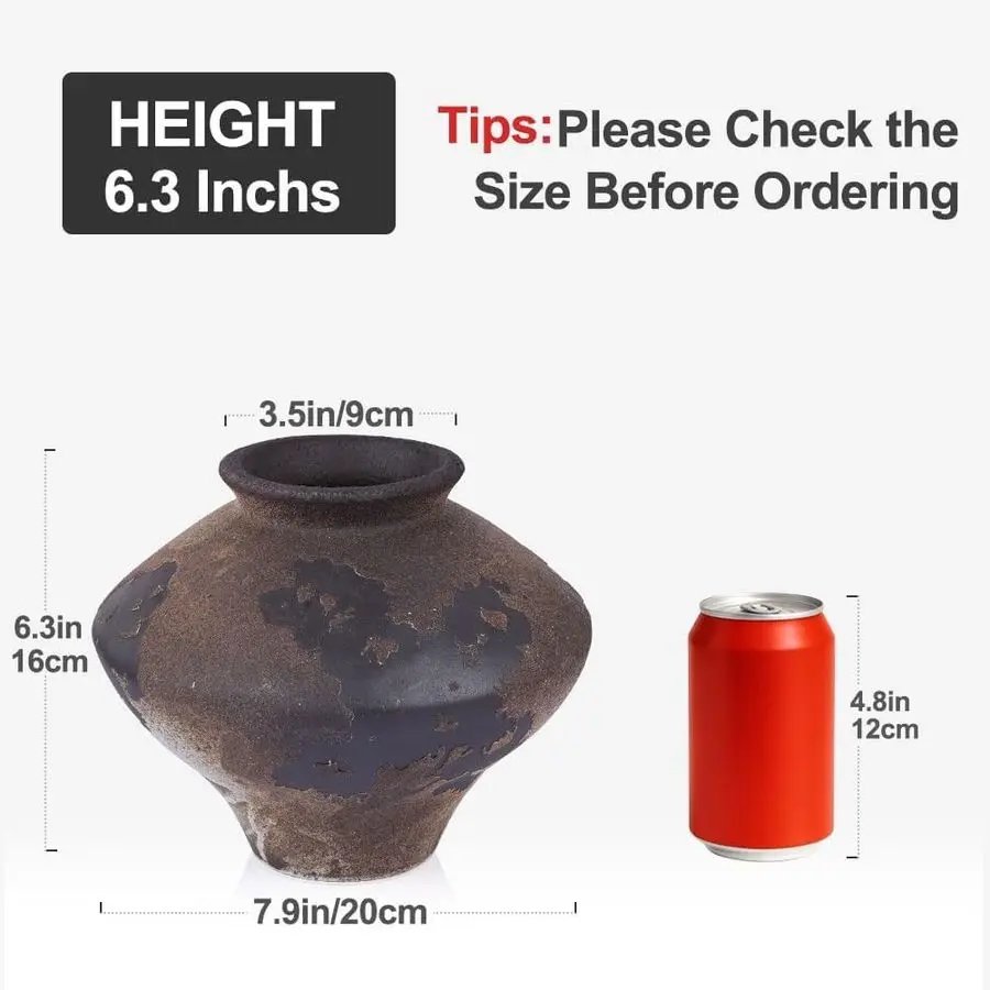 Sabi Rusty Vintage Vase, 6.3 Tall Wabi Sabi Decor Rustic Farmhouse Pottery Vase for Centerpiece, Textured Pottery Flower Vases f Sabi Rusty Vintage Vase, 6.3 Tall Wabi Sabi Decor Rustic Farmhouse Pottery Vase for Centerpiece, Textured Pottery Flower Vases f
