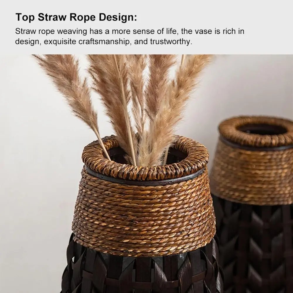 Rustic Art Deco Rattan Vase - Image 2