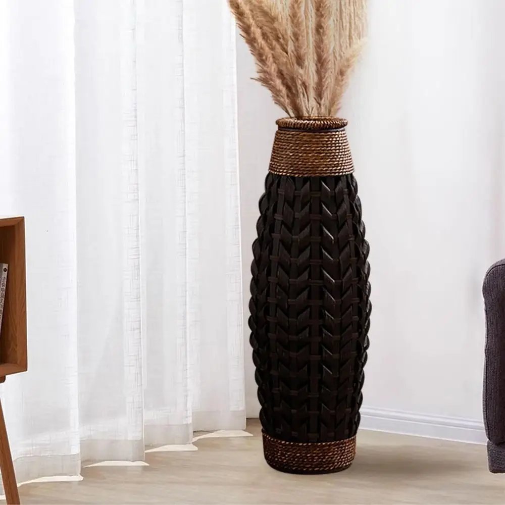 Rustic Art Deco Rattan Vase