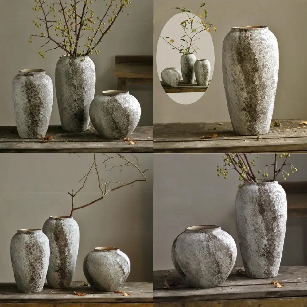 Vintage Terracotta Ceramic Floor Vase