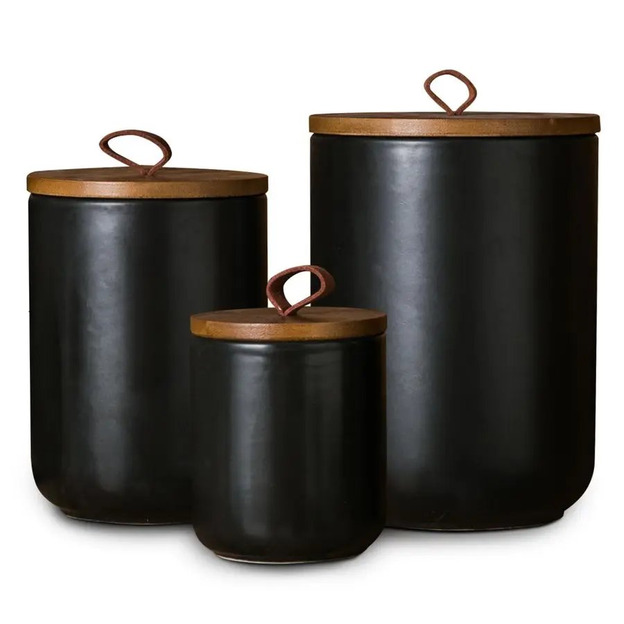 Black Ceramic Airtight Canister Set