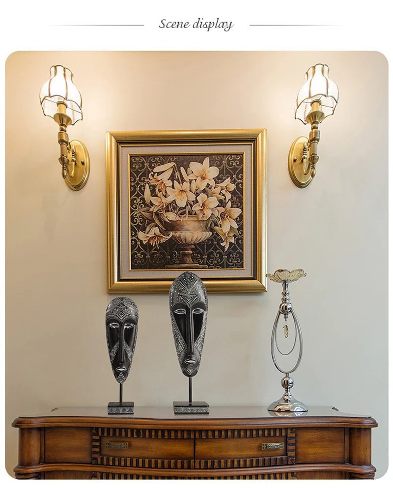 African Style Face Mask Ornament Sculpture Decoration Resin Arts And Crafts Originality Pattern Carving Retro With Base For Home