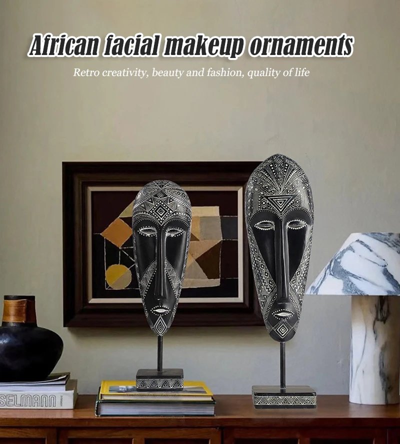 African Resin Face Mask Sculpture