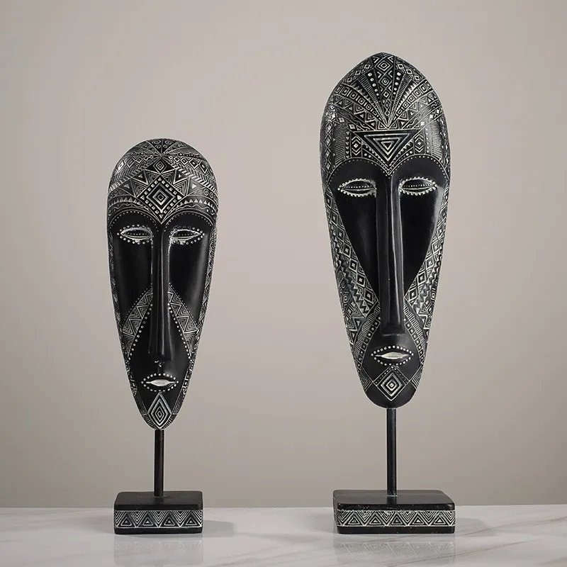 African Resin Face Mask Sculpture