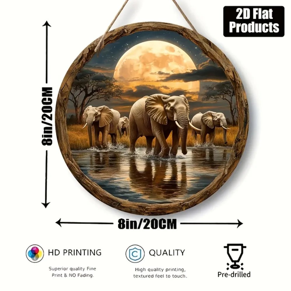 2D Flat Bohemian Elephant Wall Art - 2D Elephant Print with African Savanna Sunset Scene | Electricity-Free, Perfect for Home, 2D Flat Bohemian Elephant Wall Art - 2D Elephant Print with African Savanna Sunset Scene | Electricity-Free, Perfect for Home,