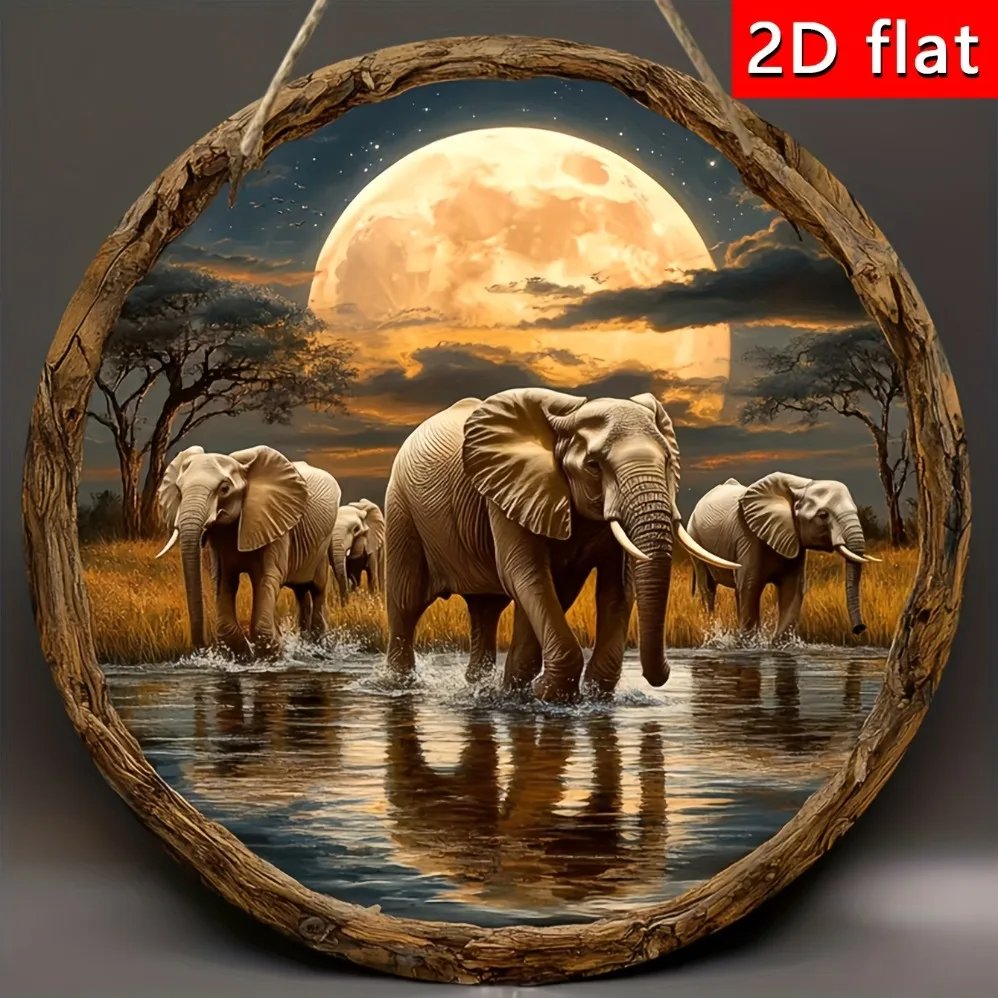Bohemian Elephant Sunset Wall Art