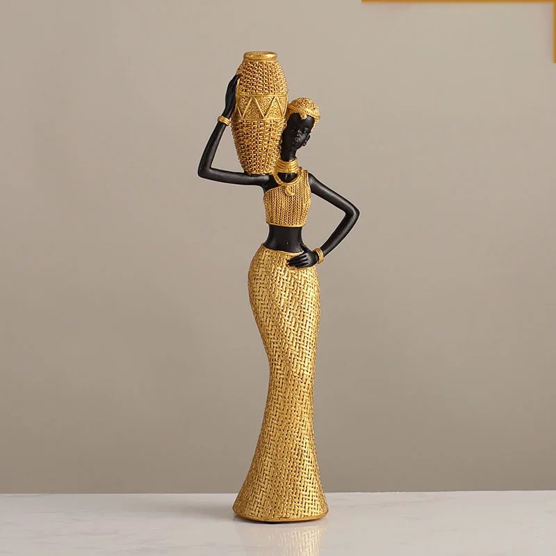 African Women Resin Figurines Golden Textured Resin Sculptures Black Women Figure Figurine For Home Centerpieces Tabletop Decor African Women Resin Figurines Golden Textured Resin Sculptures Black Women Figure Figurine For Home Centerpieces Tabletop Decor