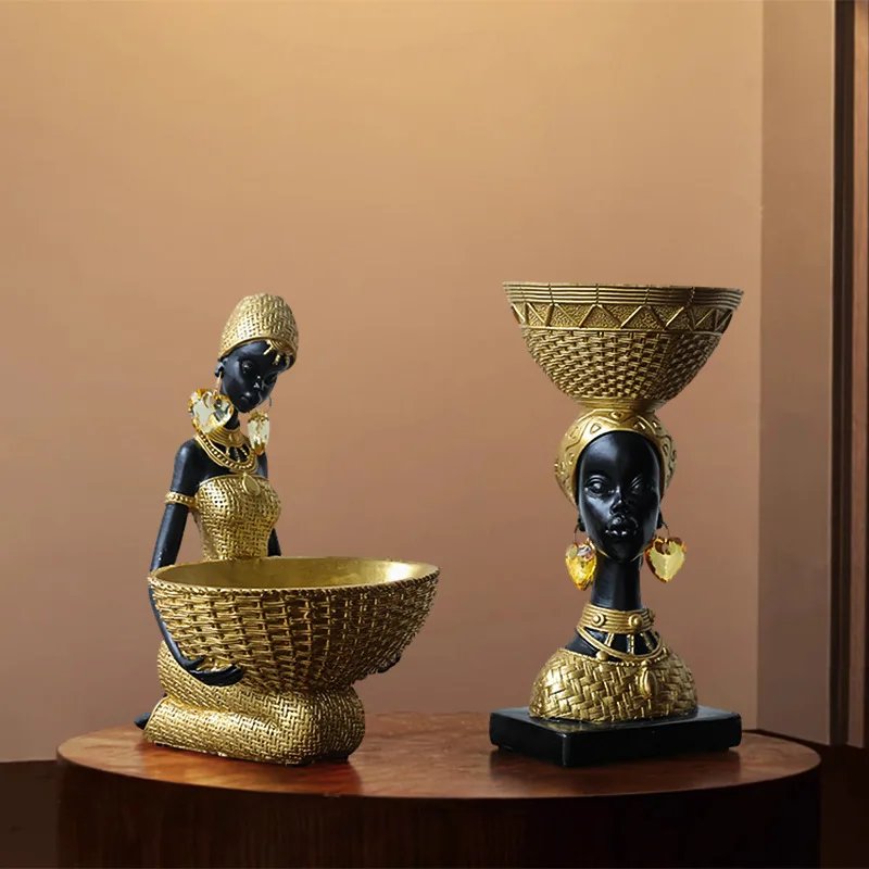 African Women Resin Figurines Golden Textured Resin Sculptures Black Women Figure Figurine For Home Centerpieces Tabletop Decor African Women Resin Figurines Golden Textured Resin Sculptures Black Women Figure Figurine For Home Centerpieces Tabletop Decor