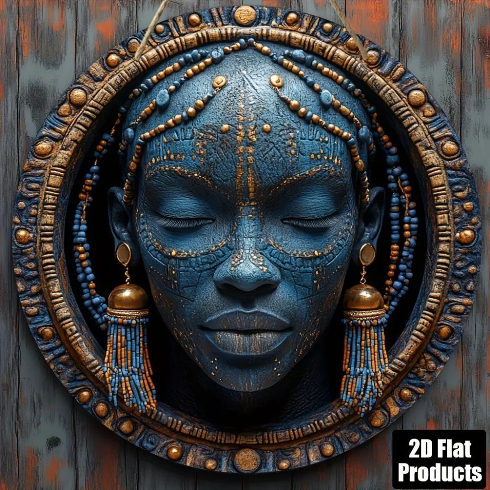 African Tribal Mask Metal Wall Art 8x8 Inch - 2D Circular Decor for Bar Kitchen Living Room Office Home Decoration Holiday Gift African Tribal Mask Metal Wall Art 8x8 Inch - 2D Circular Decor for Bar Kitchen Living Room Office Home Decoration Holiday Gift