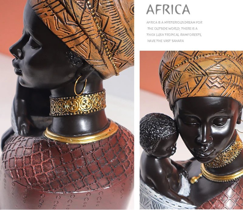 Resin Ethnic Style African Woman Figurines Creative Mother and Child Abstract Statue Interior Decoration Accessories Ornaments