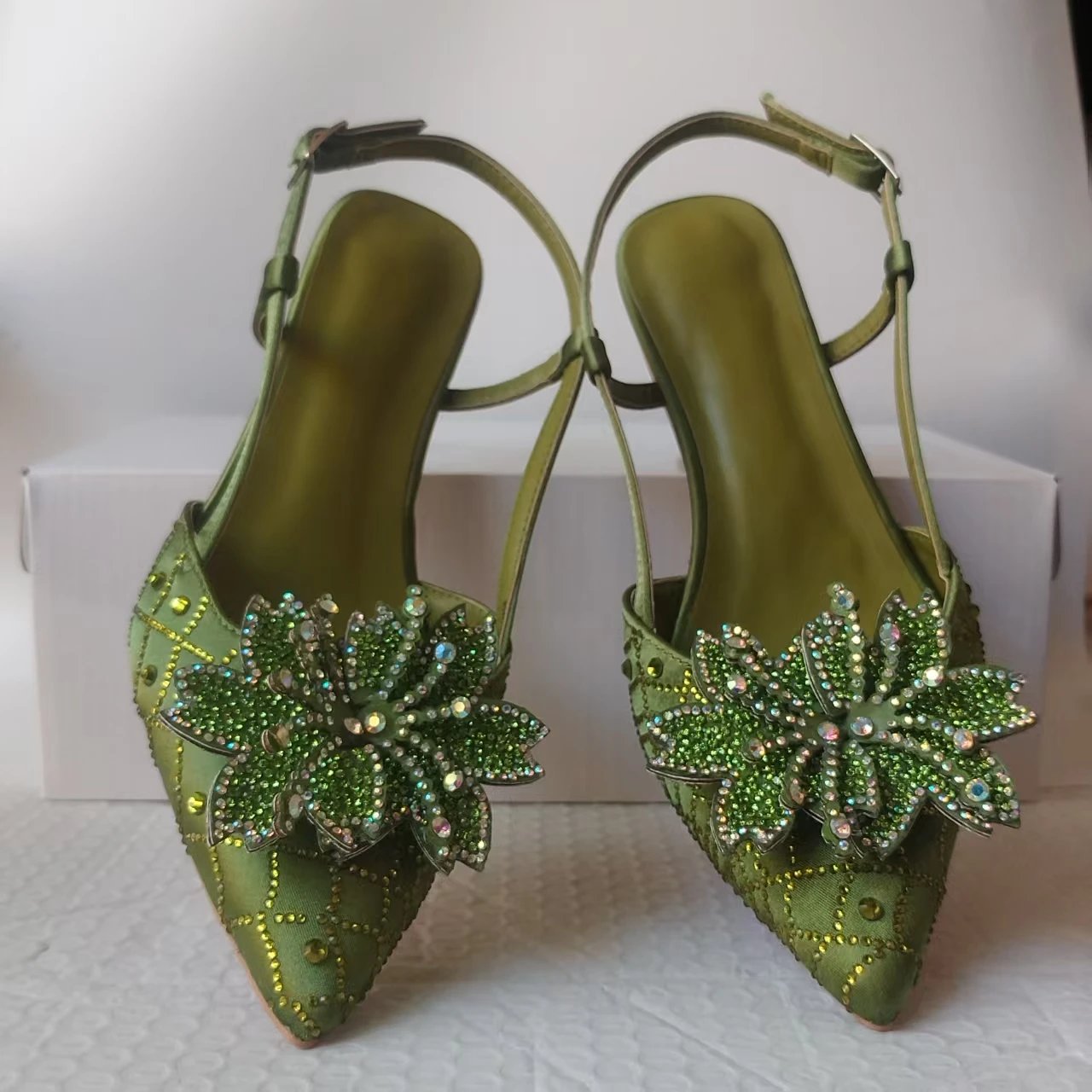 INSIGHTLINK African Green Italian Gems Shoes And Bag Sets For Evening Party sandals Stones wine high-heeled Stiletto sandals