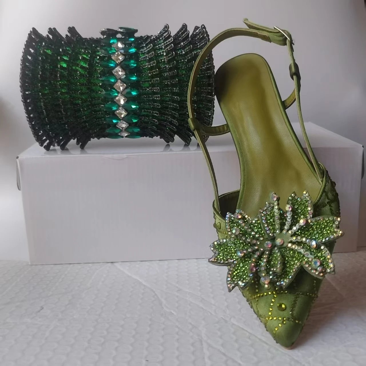 Green Gems Shoes And Bag Sets