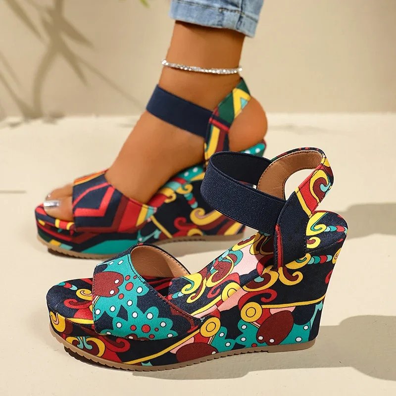 Retro Ethnic Wedge Sandals