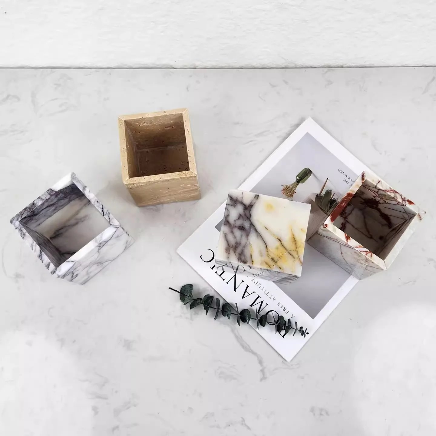 Modern Natural Marble Vase Organizer - Image 2