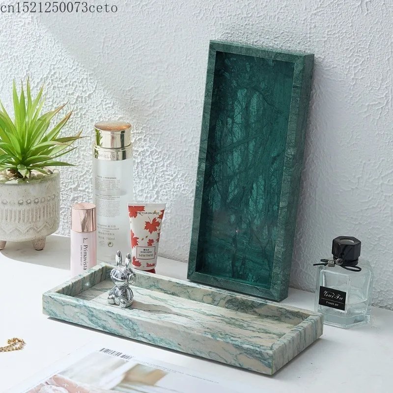 Natural Lotus Green Marble Tray (30x13CM). - Image 3