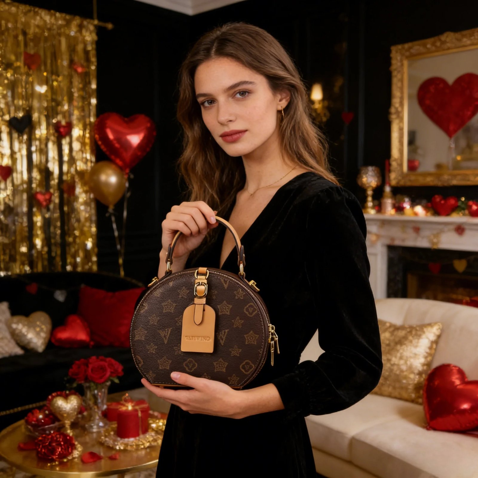 Vintage Floral Print Round Handbag - Image 5