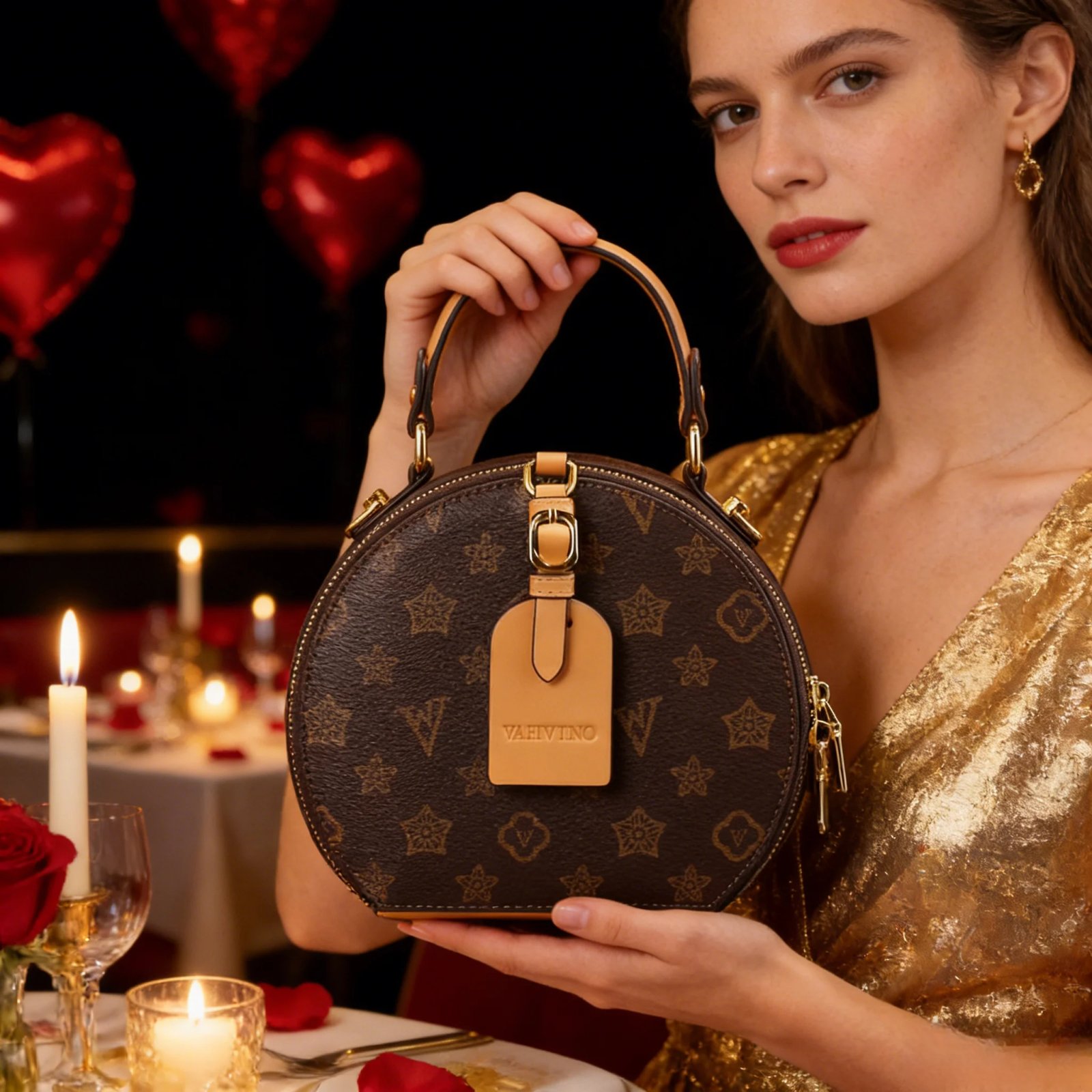 Vintage Floral Print Round Handbag - Image 2