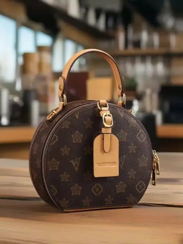 Vintage Floral Print Round Handbag for Women - Elegant Detachable Strap, Zipper Closure, Polyester Lined, White Leather-Like Vintage Floral Print Round Handbag for Women - Elegant Detachable Strap, Zipper Closure, Polyester Lined, White Leather-Like