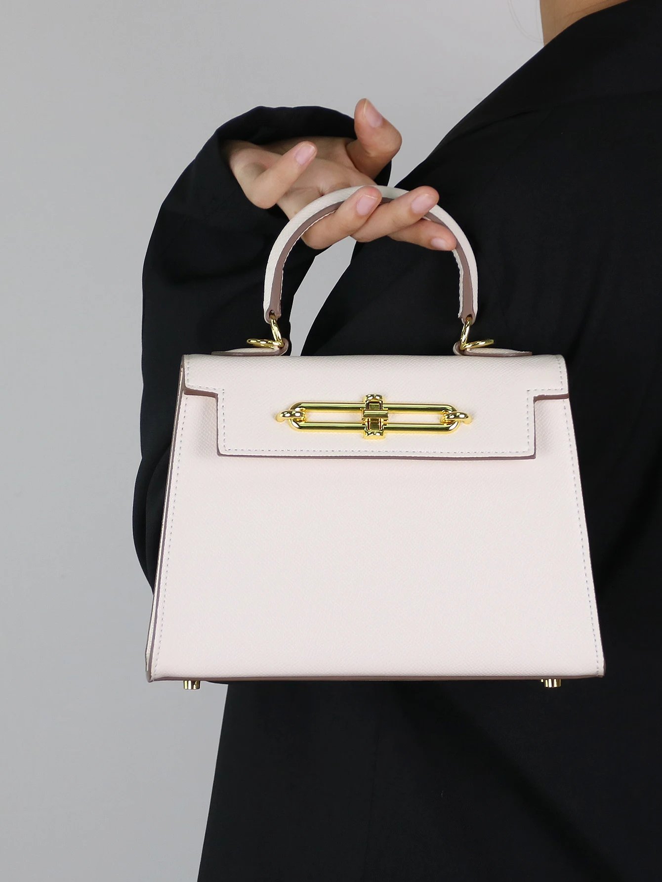 2026 high-end portable fashion ladies bag temperament small bag palm print handbag OL commuter Joker work bag light luxury stere