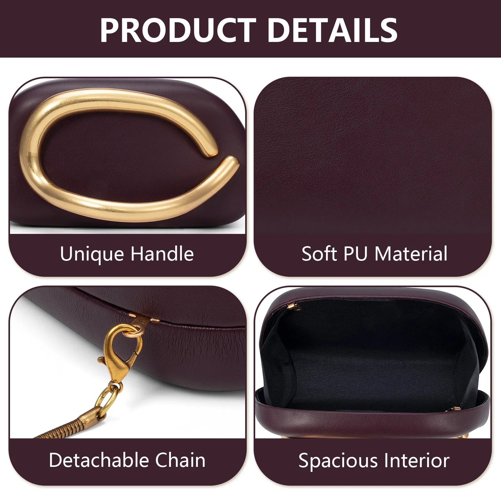 2026 Fashion Women's PU Leather Luxury Evening Banquet Bags Ladies Clutch Bag Shoulder Chain Wedding Party Handbags Bags Purses