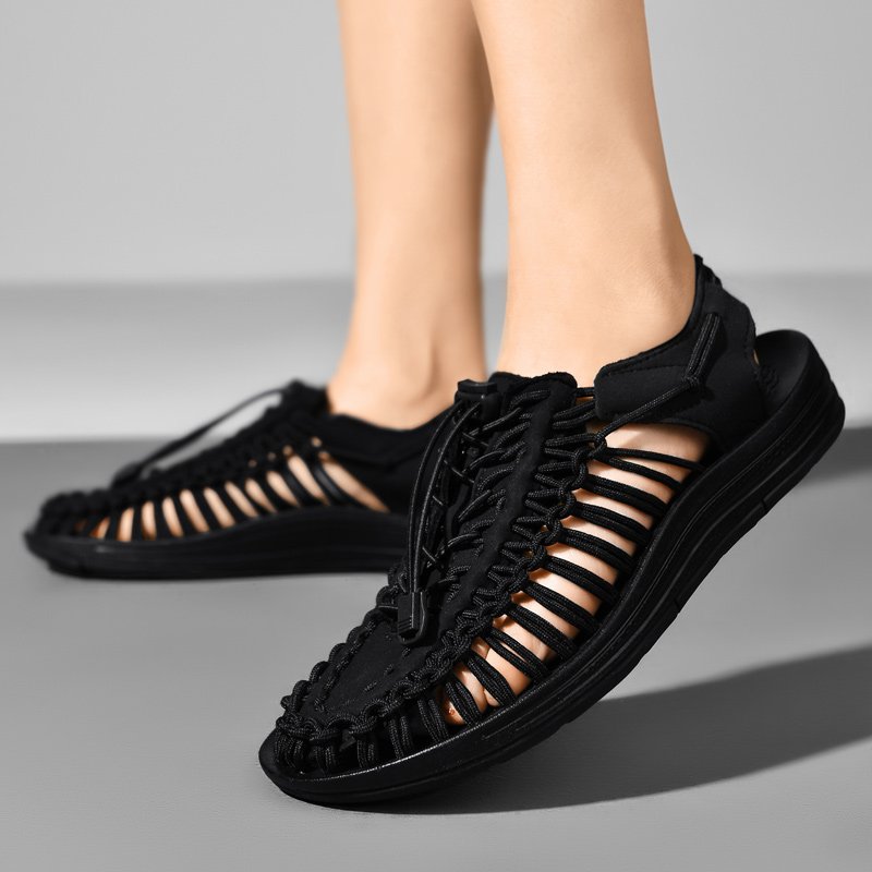 Summer Men Sandals Women Slippers Weaving Design Beach Sandals Breathable Casual Flat Sandals Outdoor Couples Sandals Size 48