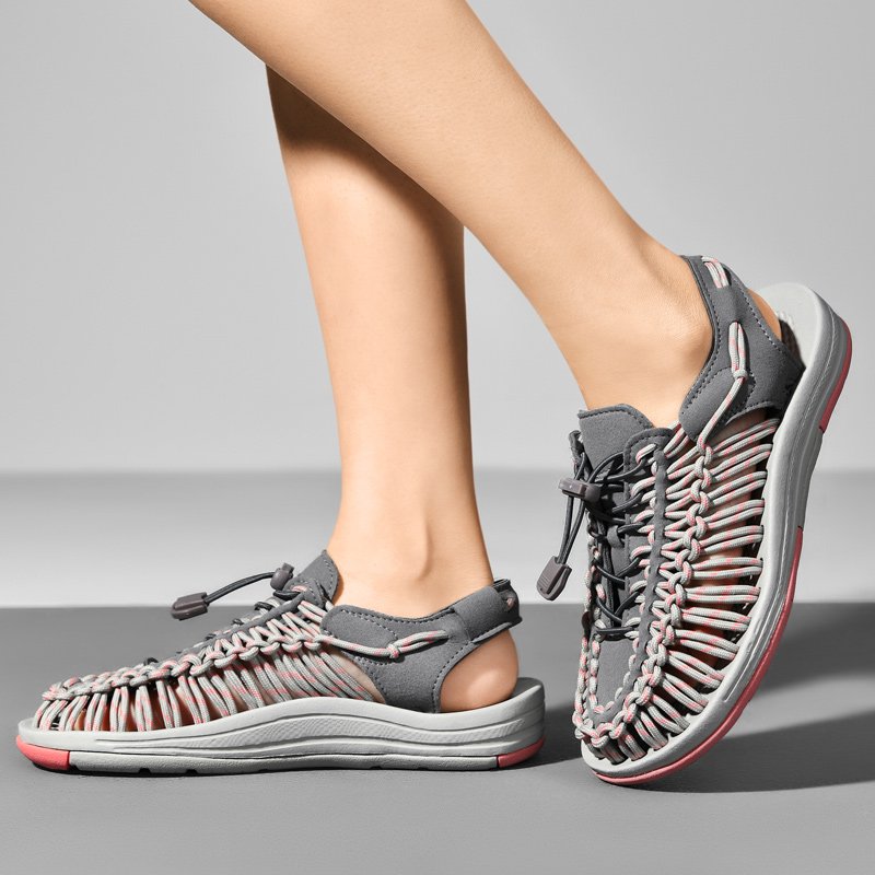 Summer Men Sandals Women Slippers Weaving Design Beach Sandals Breathable Casual Flat Sandals Outdoor Couples Sandals Size 48