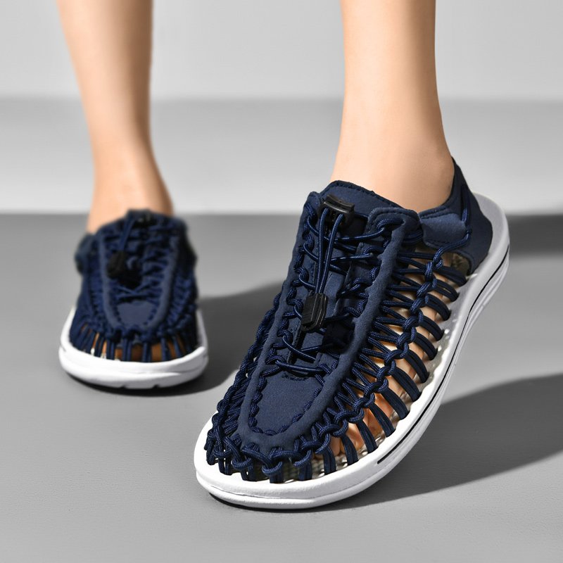 Summer Men Sandals Women Slippers Weaving Design Beach Sandals Breathable Casual Flat Sandals Outdoor Couples Sandals Size 48
