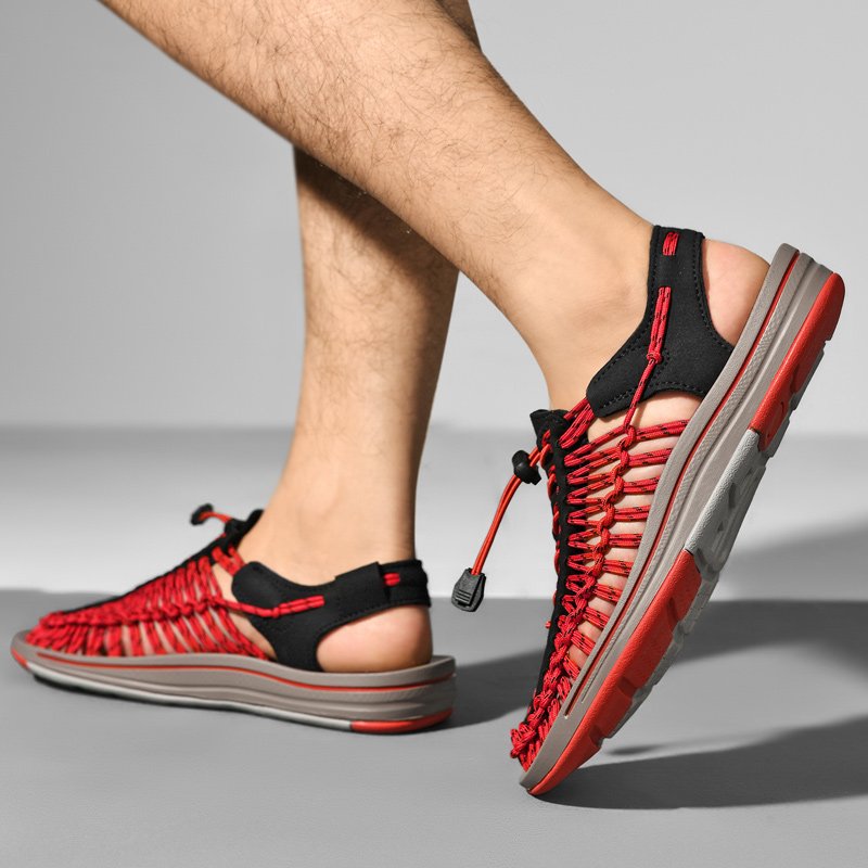 Summer Men Sandals Women Slippers Weaving Design Beach Sandals Breathable Casual Flat Sandals Outdoor Couples Sandals Size 48