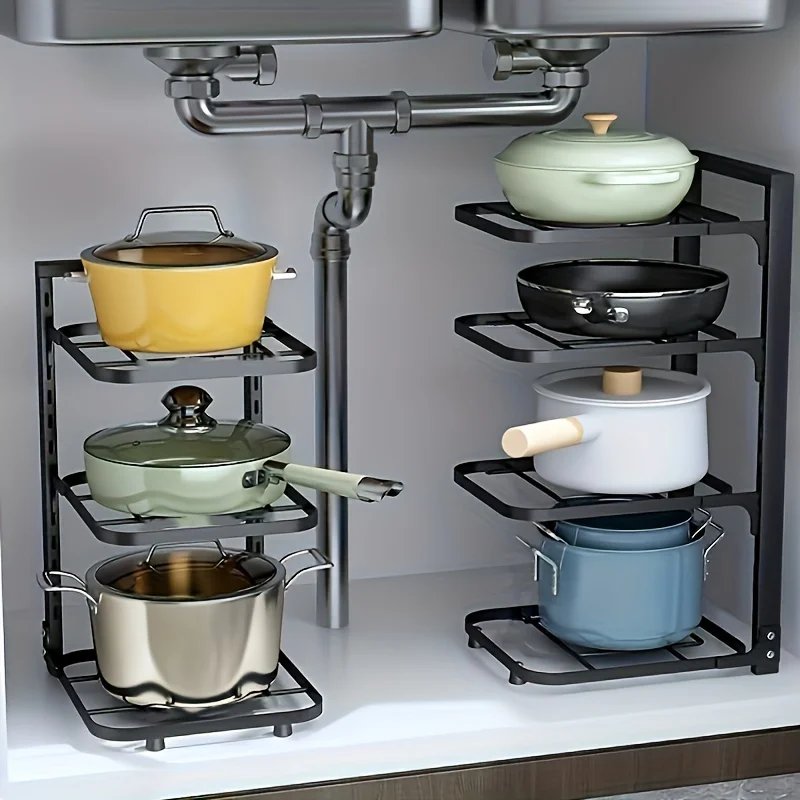 Adjustable Pot Rack Organizer, Kitchen Stainless Steel Pot Storage Rack ,Multi-Layer Household Pot and Pan Organzier for Kitchen Adjustable Pot Rack Organizer, Kitchen Stainless Steel Pot Storage Rack ,Multi-Layer Household Pot and Pan Organzier for Kitchen
