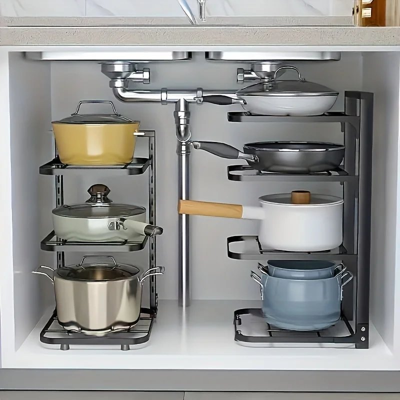 Adjustable Pot Rack Organizer, Kitchen Stainless Steel Pot Storage Rack ,Multi-Layer Household Pot and Pan Organzier for Kitchen Adjustable Pot Rack Organizer, Kitchen Stainless Steel Pot Storage Rack ,Multi-Layer Household Pot and Pan Organzier for Kitchen