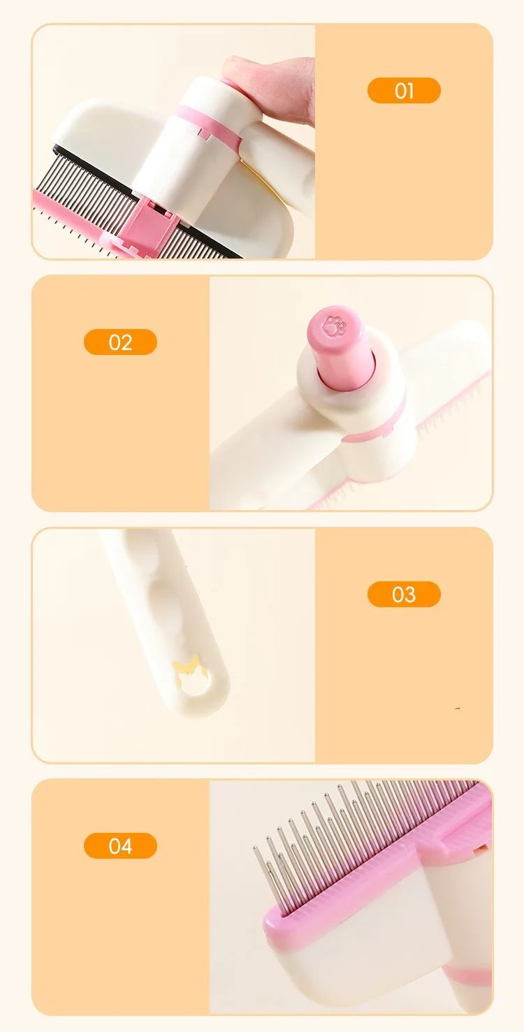 Dog Comb Adjustable Dog Brush Pet Hair Remover Self-cleaning Cat Brush Massage Dogs Comb Pet Grooming Automatic Dogs Hair Combs