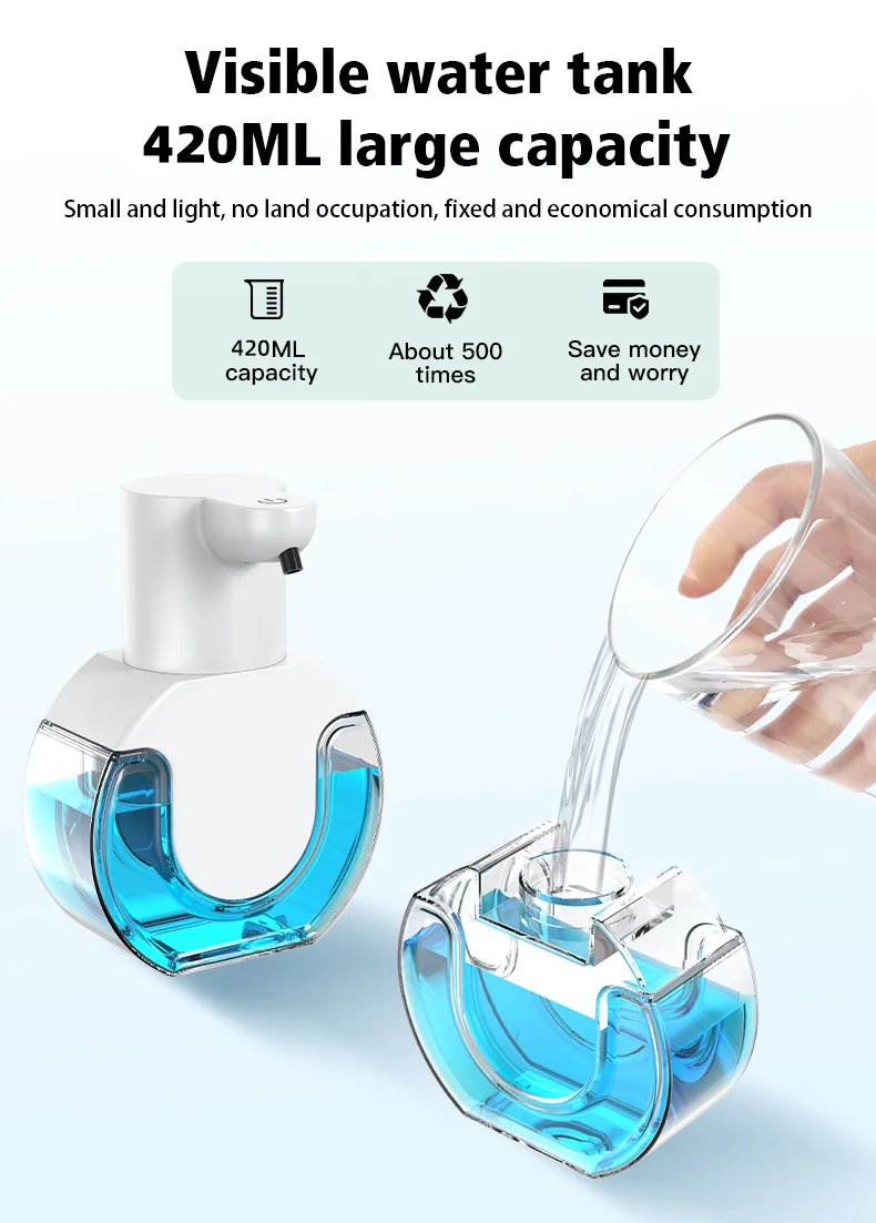 420ML Touchless Light Display 4-Levels Adjustable Foam/Liquid Control Automatic Smart Sense Soap Dispenser Hand Dish Wash Bottle
