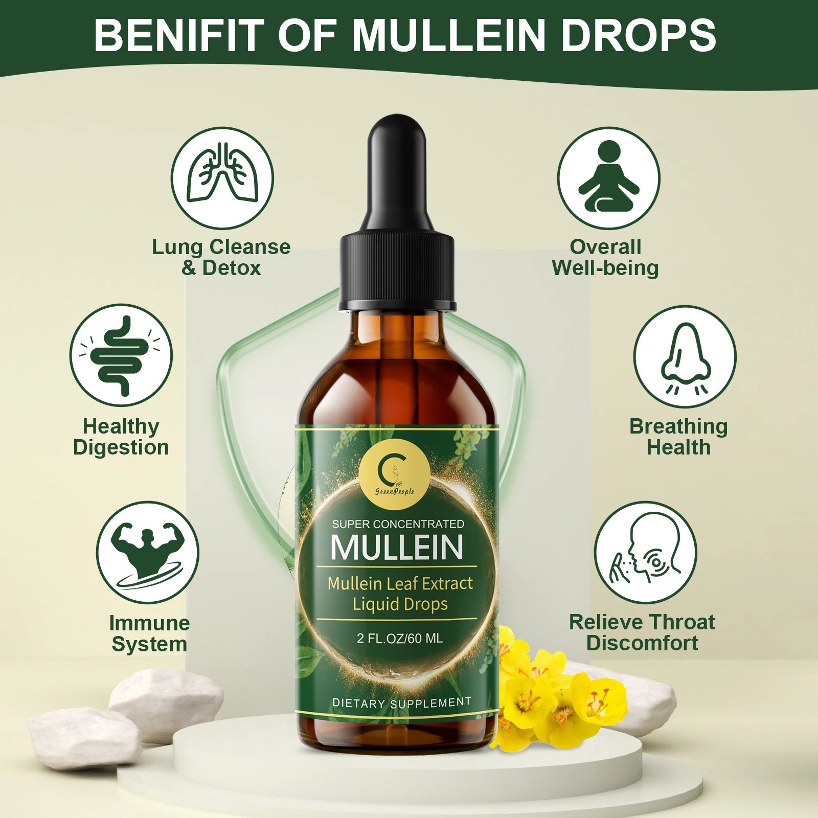 GPGP Greenpeople 60ML Mullein Drops for Lungs Health ,Lung Detox & Cleanse, Support for Respiratory, Immune, Digestive System GPGP Greenpeople 60ML Mullein Drops for Lungs Health ,Lung Detox & Cleanse, Support for Respiratory, Immune, Digestive System