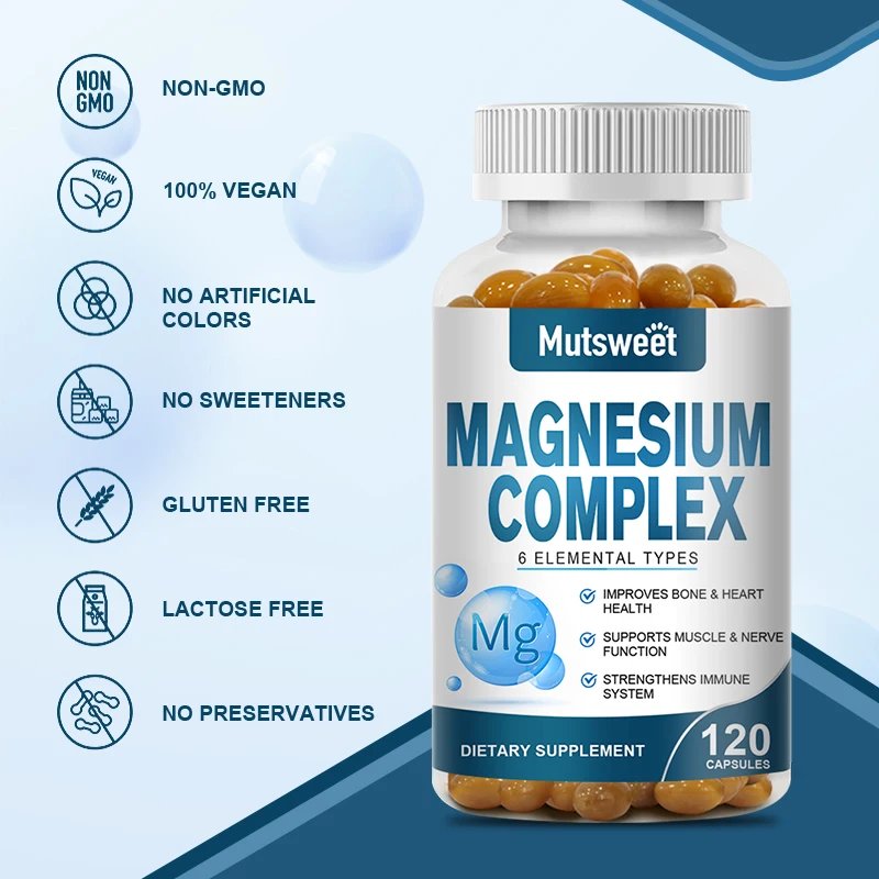 Complex Magnesium Capsule Supplements, Nervous System, Muscle And Bone Support Sleep, Energy, Leg Cramps, Headaches Complex Magnesium Capsule Supplements, Nervous System, Muscle And Bone Support Sleep, Energy, Leg Cramps, Headaches