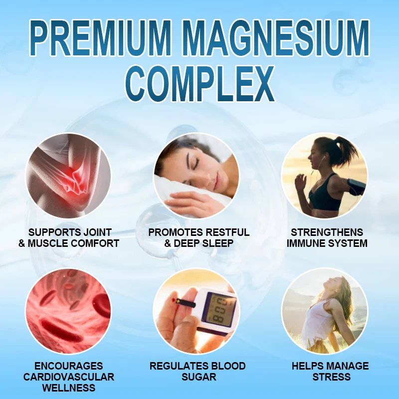 Complex Magnesium Capsule Supplements, Nervous System, Muscle And Bone Support Sleep, Energy, Leg Cramps, Headaches Complex Magnesium Capsule Supplements, Nervous System, Muscle And Bone Support Sleep, Energy, Leg Cramps, Headaches