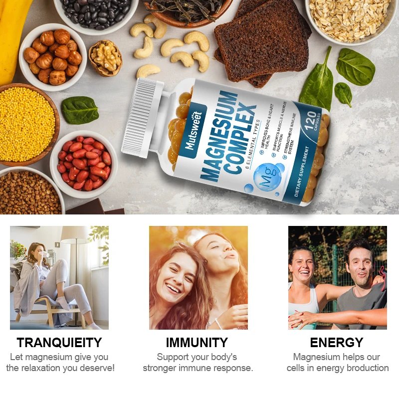 Complex Magnesium Capsule Supplements, Nervous System, Muscle And Bone Support Sleep, Energy, Leg Cramps, Headaches Complex Magnesium Capsule Supplements, Nervous System, Muscle And Bone Support Sleep, Energy, Leg Cramps, Headaches