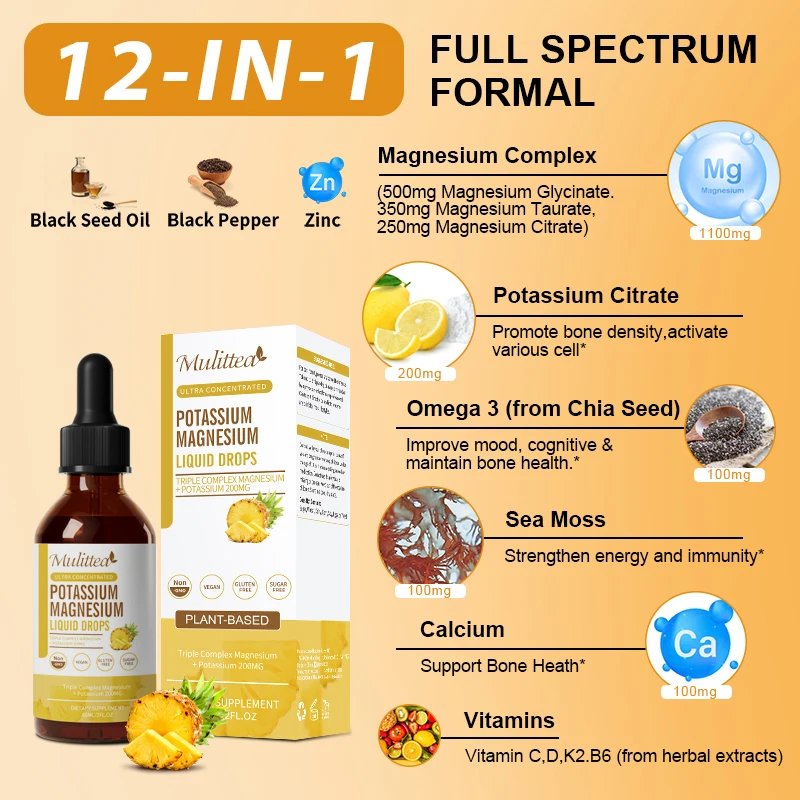 Mulittea Potassium Magnesium Drops With Vitamin D3 And Zinc For Leg Cramps Energy And Metabolism Muscle Bone Support Mulittea Potassium Magnesium Drops With Vitamin D3 And Zinc For Leg Cramps Energy And Metabolism Muscle Bone Support