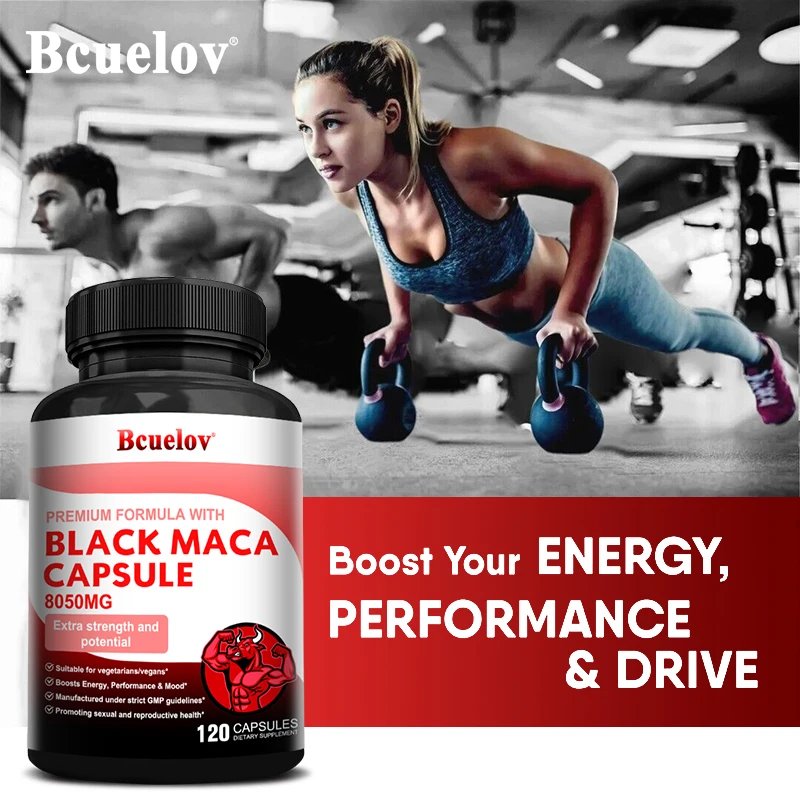 Powerful Black Maca Supplement for Men and Women, 8050mg，Improve Energy, Endurance, Muscle Mass Health